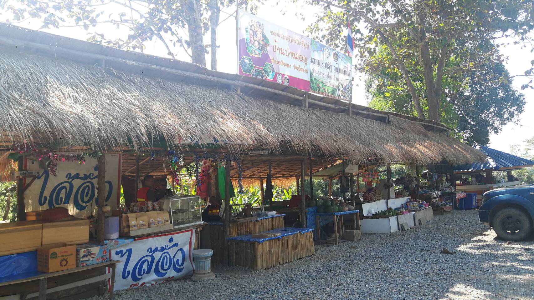 นายชำนาญ  บุดาสา  หัวหน้ากลุ่มงานยุทธศาสตร์ฯ พร้อมคณะตรวจเยียมตลาดประชารัฐ คนไทยยิ้มได้  บ้านปางมอญ  อำเภอเวียงสา  จังหวัดน่าน