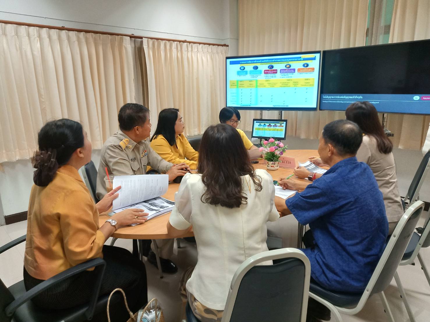 @ น่าน : รับฟังการประชุม Morning Brief  กรมการพัฒนาชุมชน ผ่านTV พช.