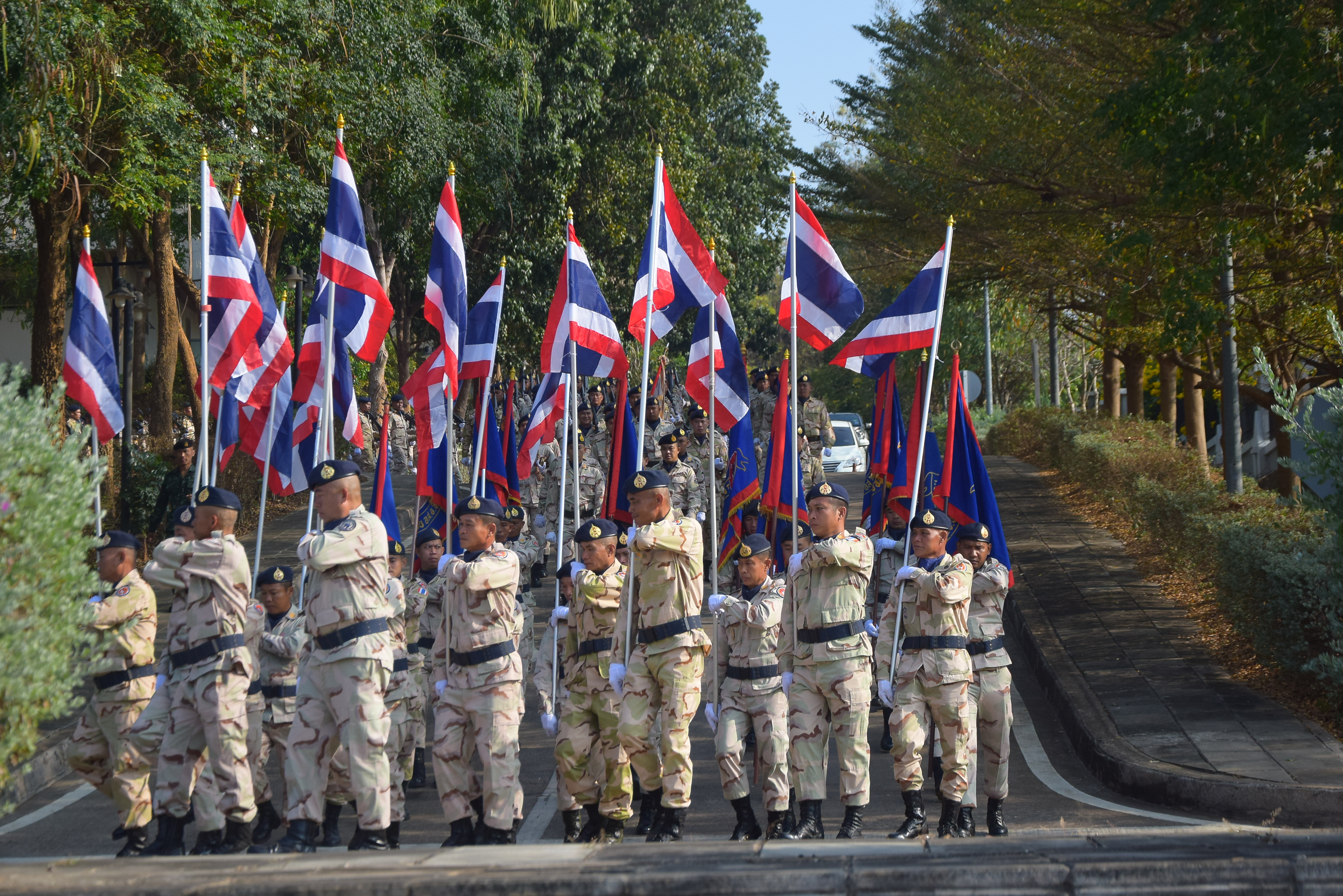 พช.น่าน ร่วมกิจกรรมวันคล้ายวันสถาปนากองอาสารักษาดินแดน ครบรอบ ๗๐ ปี และกระทําพิธีสวนสนาม กระทําสัตย์ปฏิญาณตนต่อธงชัยประจํากอง